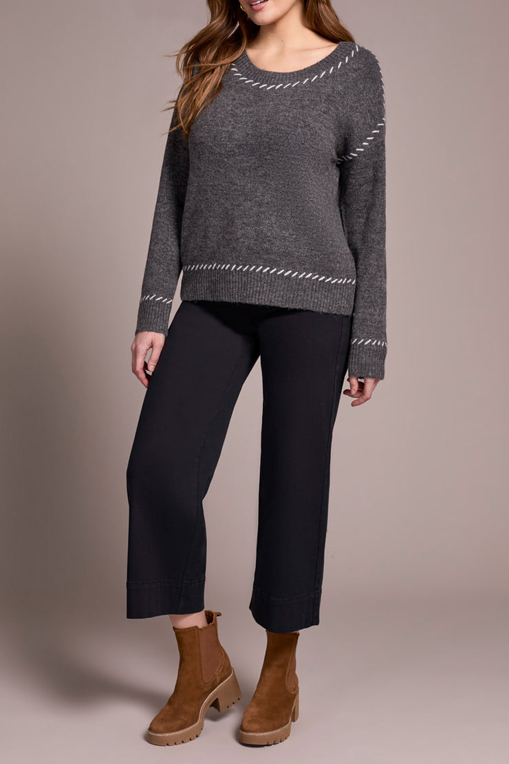 Crew Neck Stitch Detail Sweater