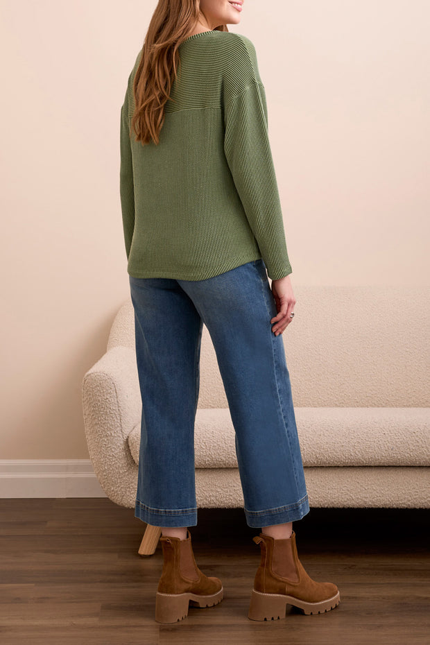 Notch Neck Long Sleeve Top