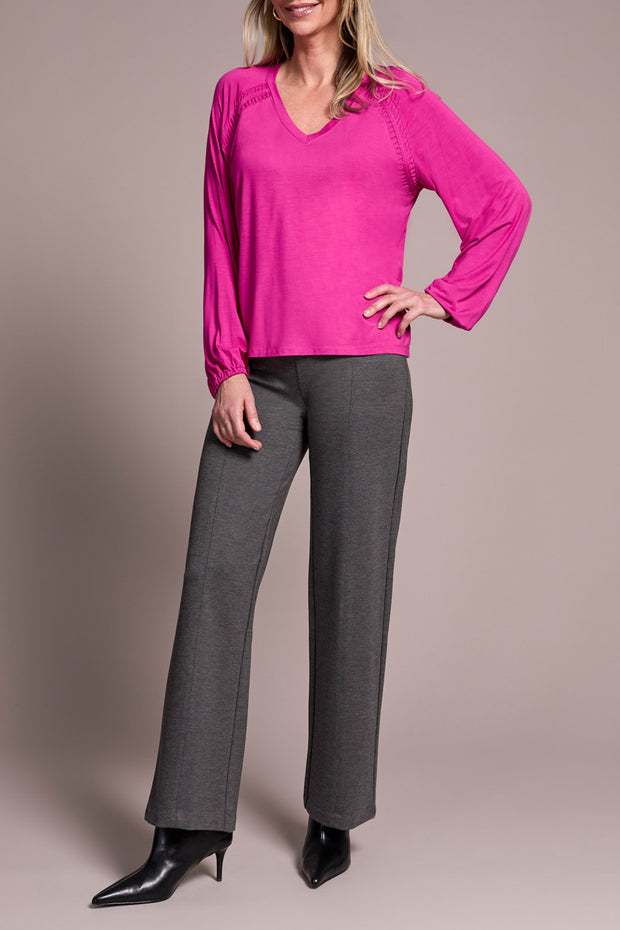 Pleating Detail V-Neck Top