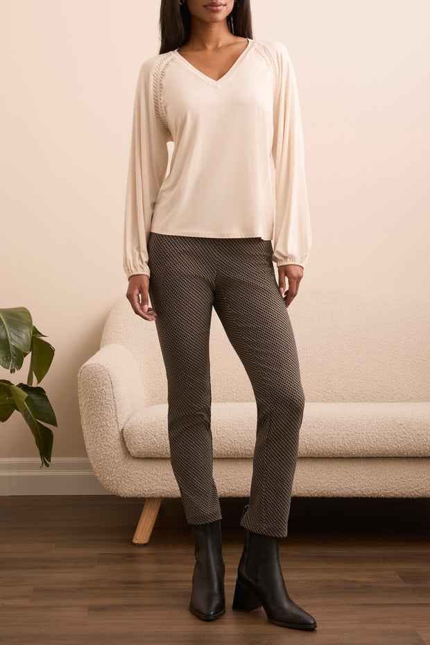 Pleating Detail V-Neck Top