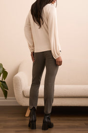 Pleating Detail V-Neck Top