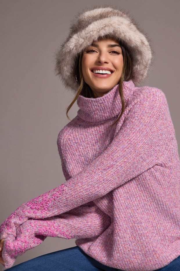 Embroidered Sleeve Turtleneck