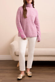 Embroidered Sleeve Turtleneck