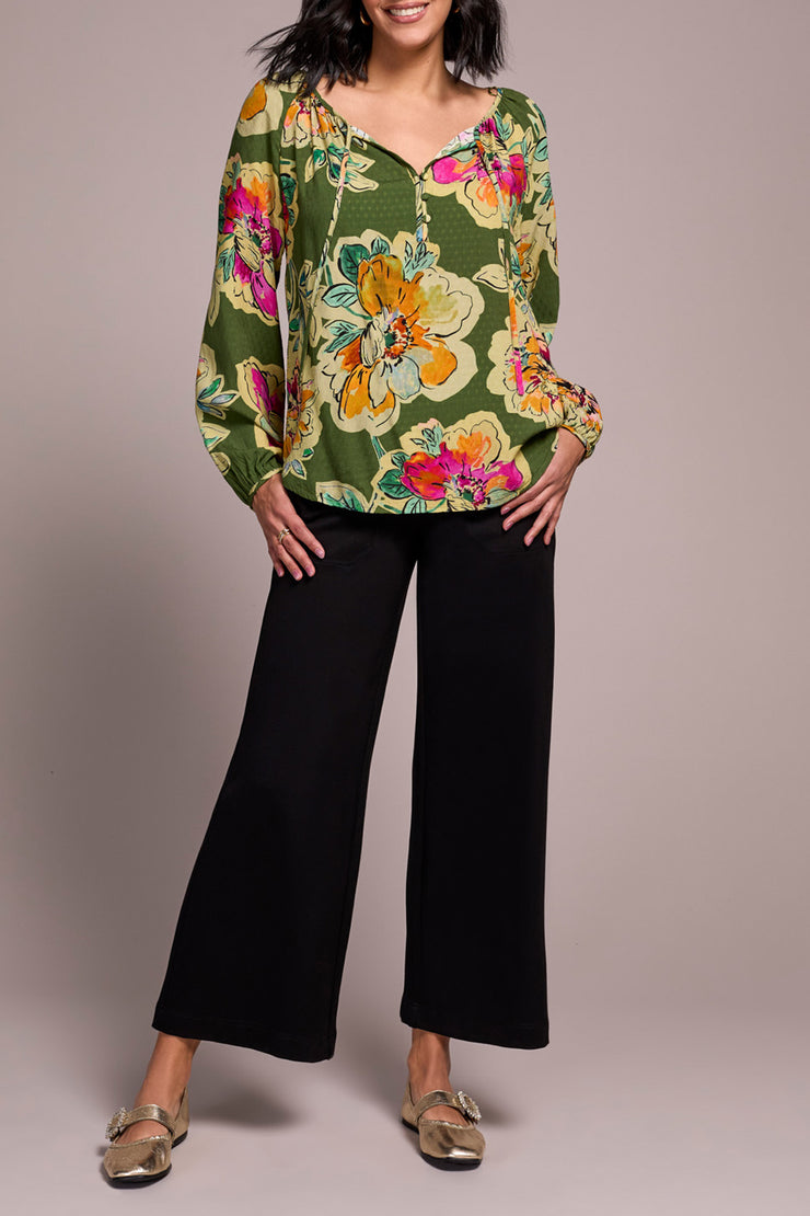 Tie & Button Front Blouse
