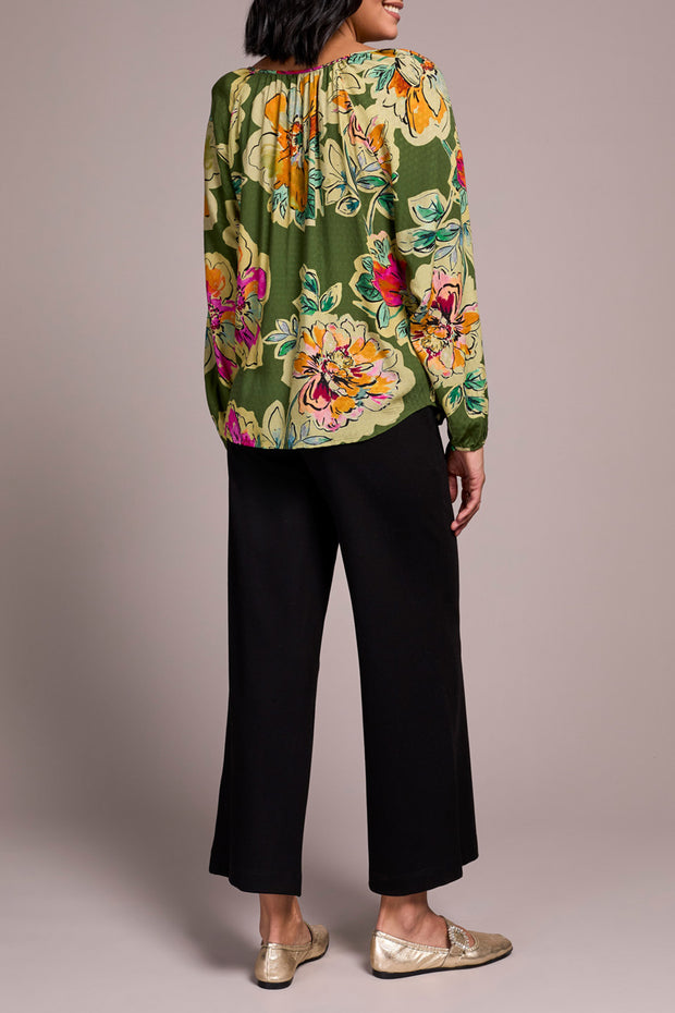 Tie & Button Front Blouse