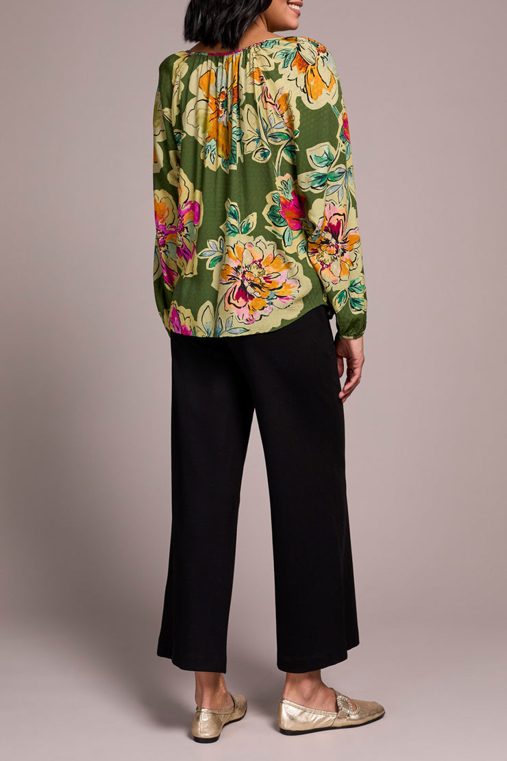 Tie & Button Front Blouse