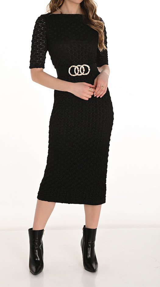 Lace Dress with Gold Belt