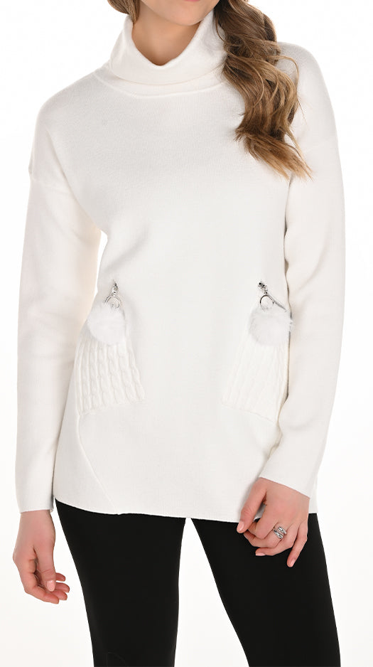 Pullover Sweater with Pom Poms