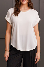 Cuffed Sleeve Crew Neck T-Shirt