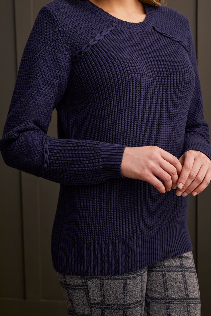 Cable Detail Crew Neck Sweater