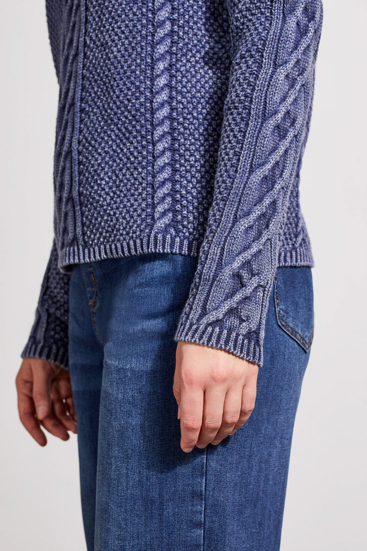 Cable Detail Mock Neck Sweater