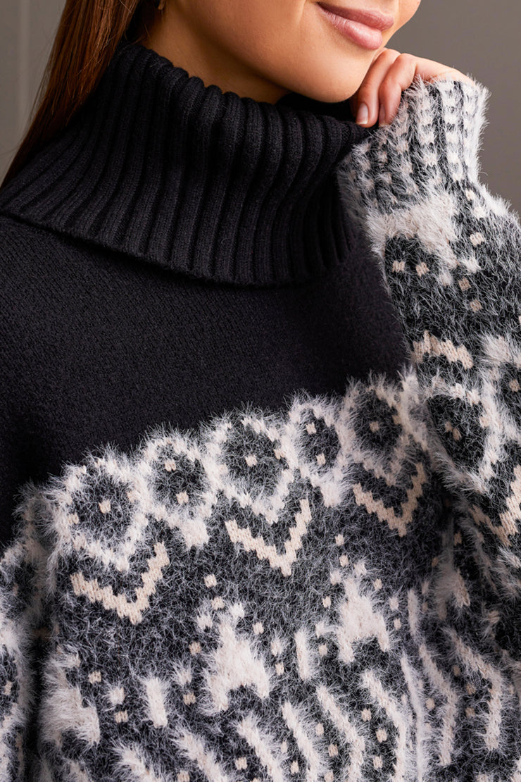 Intarsia Turtleneck Sweater