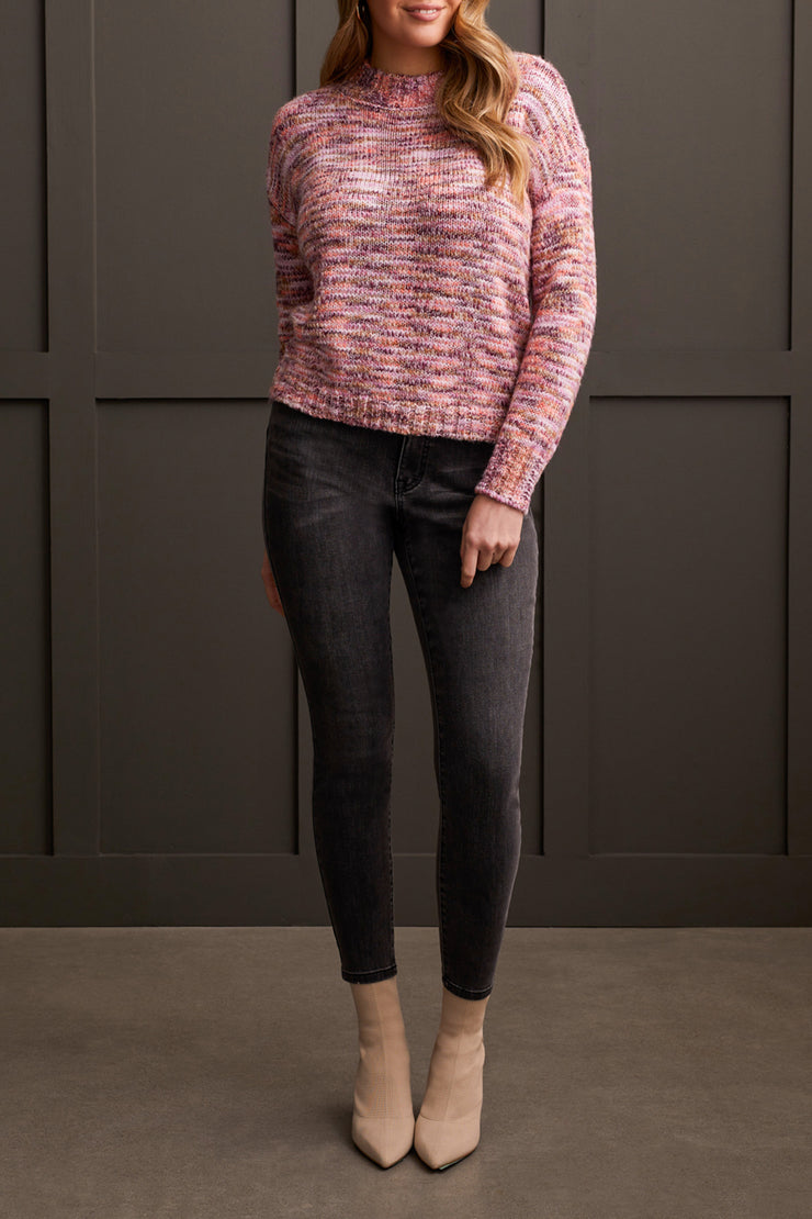 Mixed Yarn Mock Neck Sweater