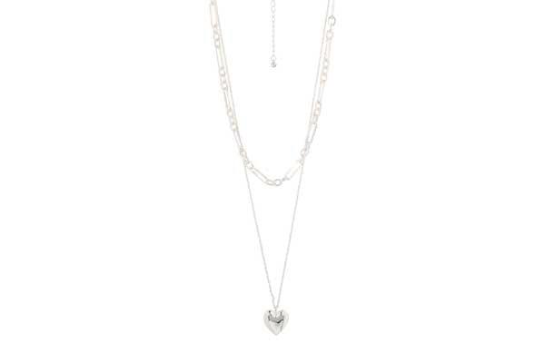 Double Chain Long Heart Necklace