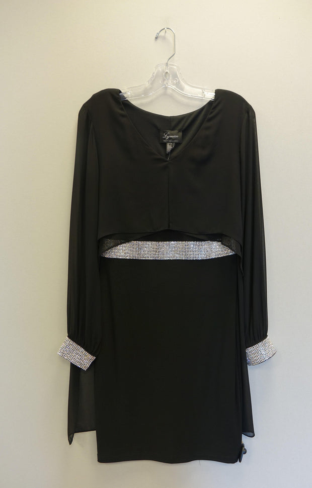 Chiffon Overlay Dress with Rhinestone Waist