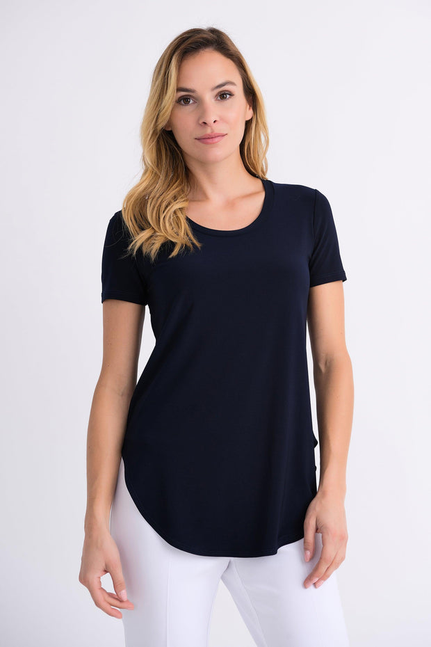 "Karen" Short Sleeve Tunic T-Shirt - Midnight Blue-Watch Us Women Oakville