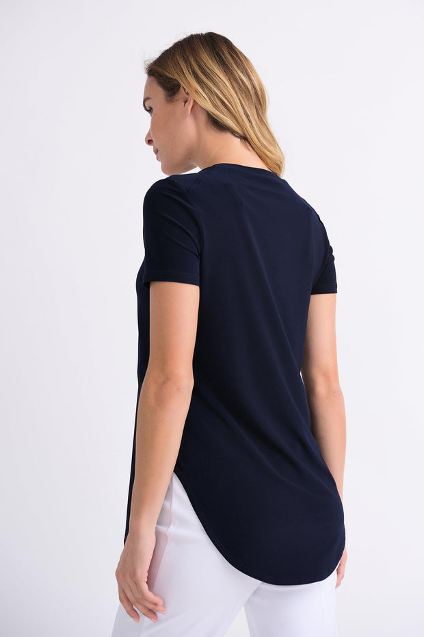 "Karen" Short Sleeve Tunic T-Shirt - Midnight Blue