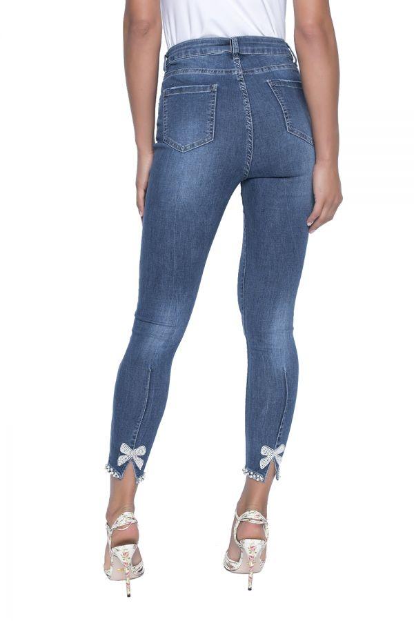 Back Bow Pearl Applique Jeans
