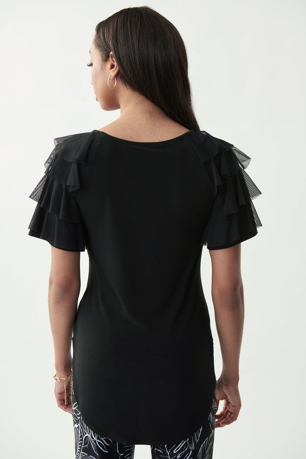 Black Mesh Layered Sleeve Top-Watch Us Women Oakville