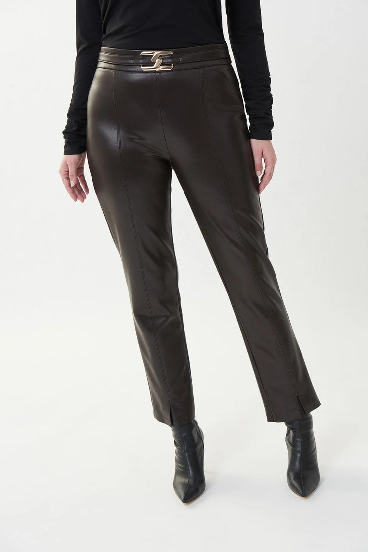 Faux Leather Gold Buckle Pant