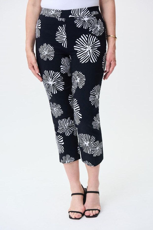 Floral Print Cropped Pull-On Pants