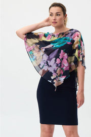 Midnight and Floral Cape Dress-Watch Us Women Oakville