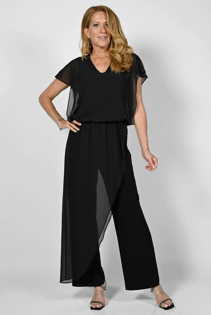 V-Shape Flowy Puff Sleeve Blouse  Tank top outfits, Jumpsuit mit