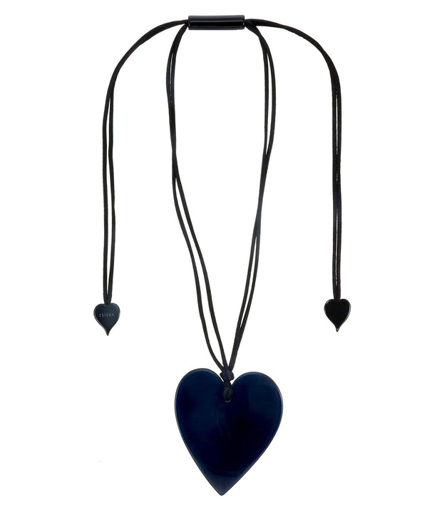 Navy Solid Heart Necklace-Watch Us Women Oakville