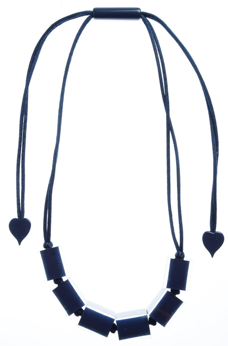 Navy Large Cube Necklace
