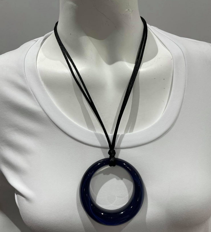 Necklace Navy Open Circle Pendant-Watch Us Women Oakville
