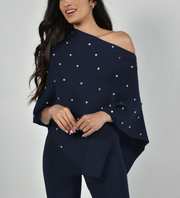 Navy Rhinestone Poncho-Watch Us Women Oakville