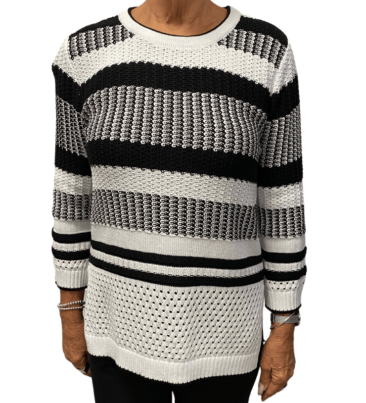 Pointelle Striped Sweater-Watch Us Women Oakville