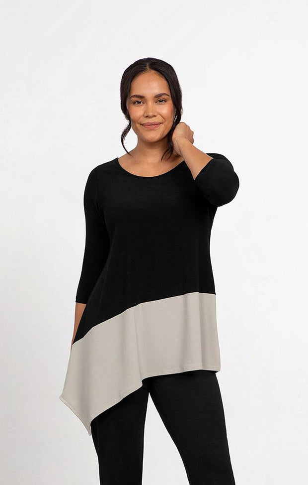 3/4 Sleeve Colour Block Reversible Angle Top