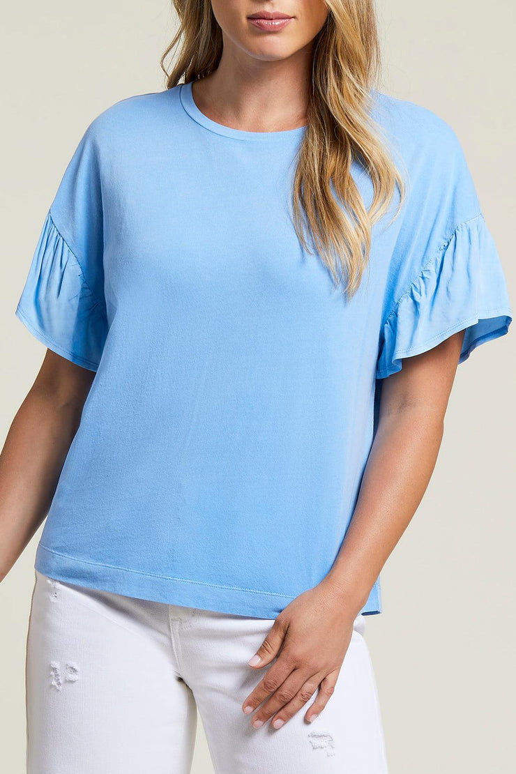 Drop Shoulder Frill Sleeve T-Shirt-Watch Us Women Oakville