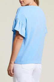 Drop Shoulder Frill Sleeve T-Shirt